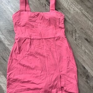 Orange and Pink Square Neck Pleated Ruffled Sundress